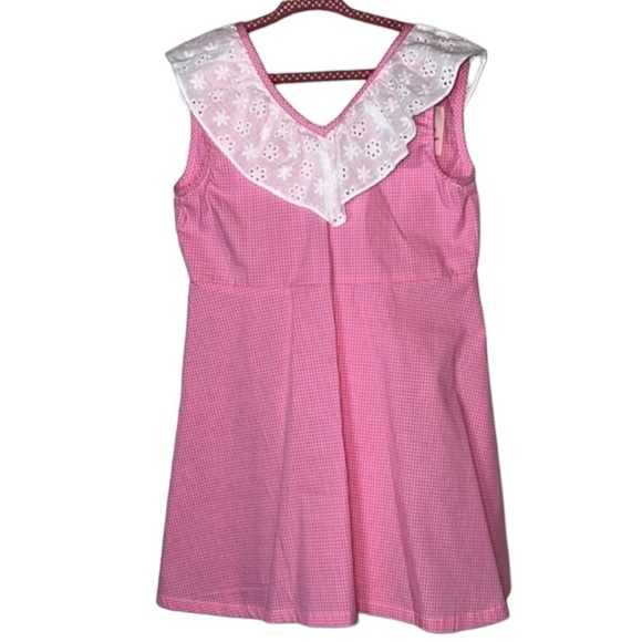 Frances Rose Pink Gingham Lace Dress Size 6
